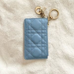 Patent Blue Christian Dior Card/Key Holder- Light Blue